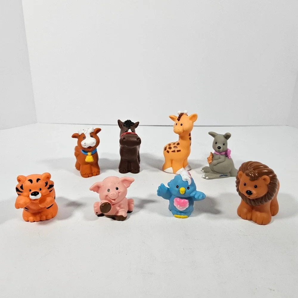 Fisher Price Little People Animal Figure Lot 8pc Zoo Farm Lion Horse Giraffe Pig